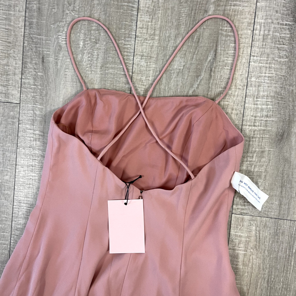 Fame and Partners Maxi Dress Womens 2 Pink Sleeveless Crossback Side Slit NWT - Picture 9 of 16